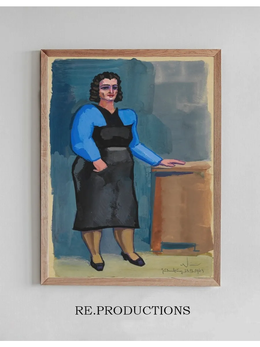 Ohne Titel (frau in Blauer Bluse Und Schwarzem Kleid)