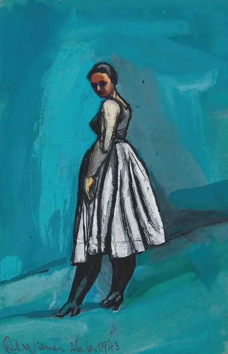 Ohne Titel (frau in Wei Schwarzem Kleid)