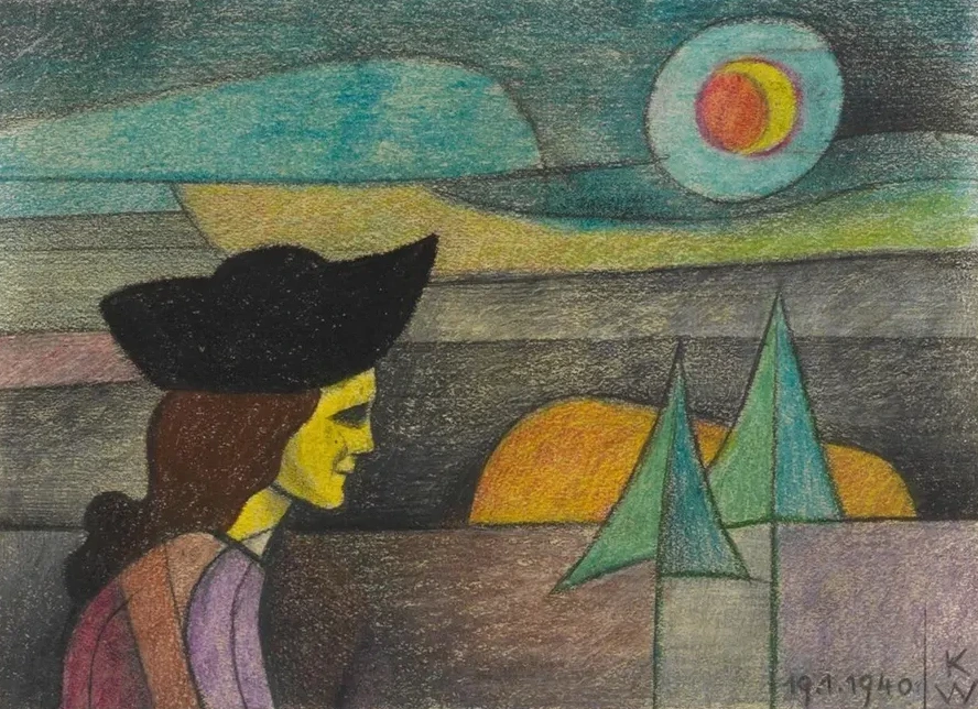 Ohne Titel (Frau mit schwarzem Hut)
