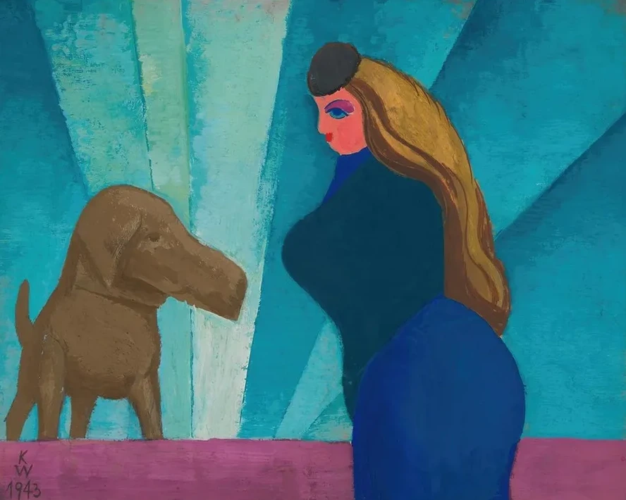 Ohne Titel (Frau und Hund)