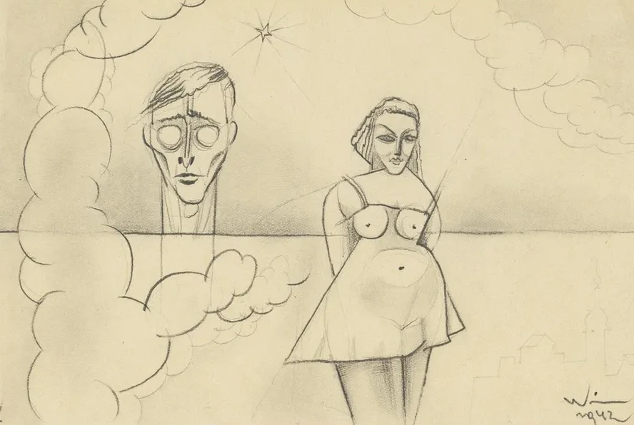 Ohne Titel (selbstbildnis Und Frauenfigur)