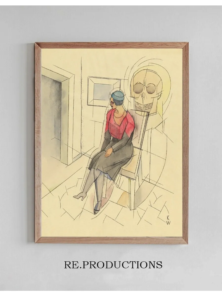 Ohne Titel (sitzende Frau, Totenkopf)