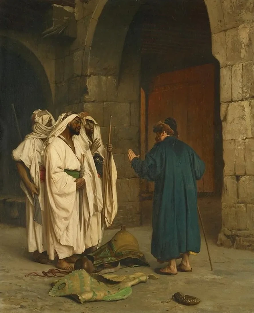Old Jew with three Arabs