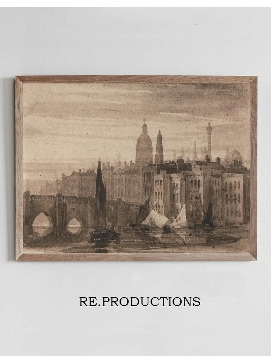 Old London Bridge and St. Paul's Cathedral From the Thames