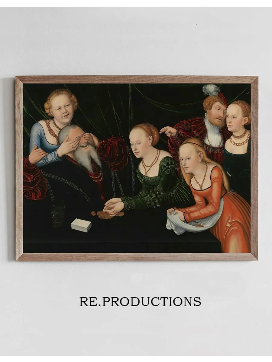 Old Man Beguiled By Courtesans