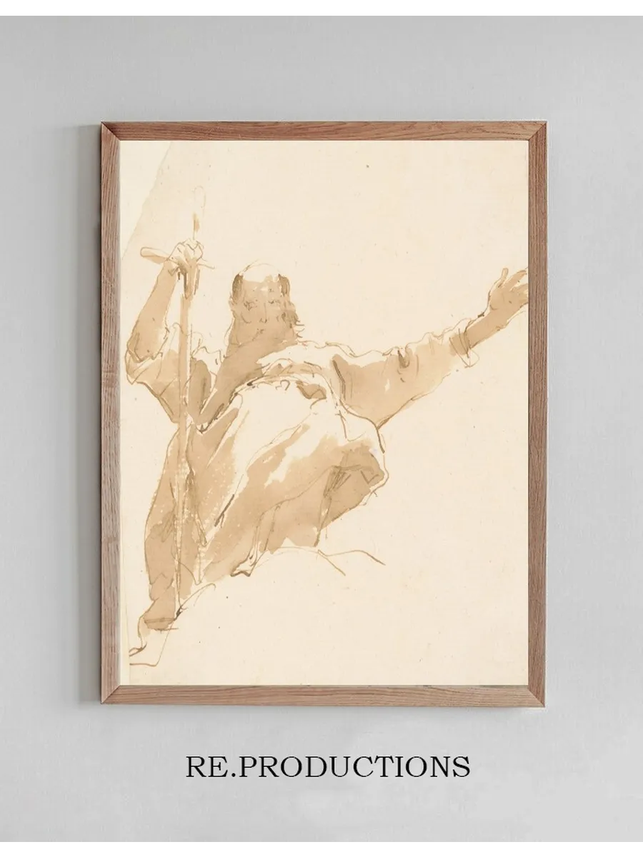Old Man Holding a Sword, His Left Arm Outstretched