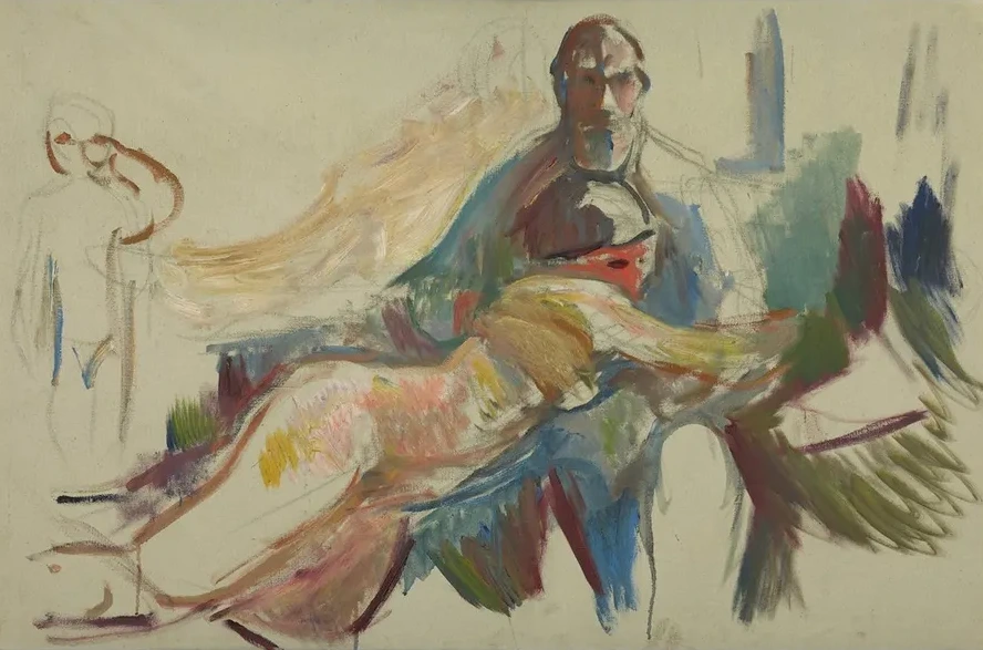 Old Man with Naked Woman on his Lap