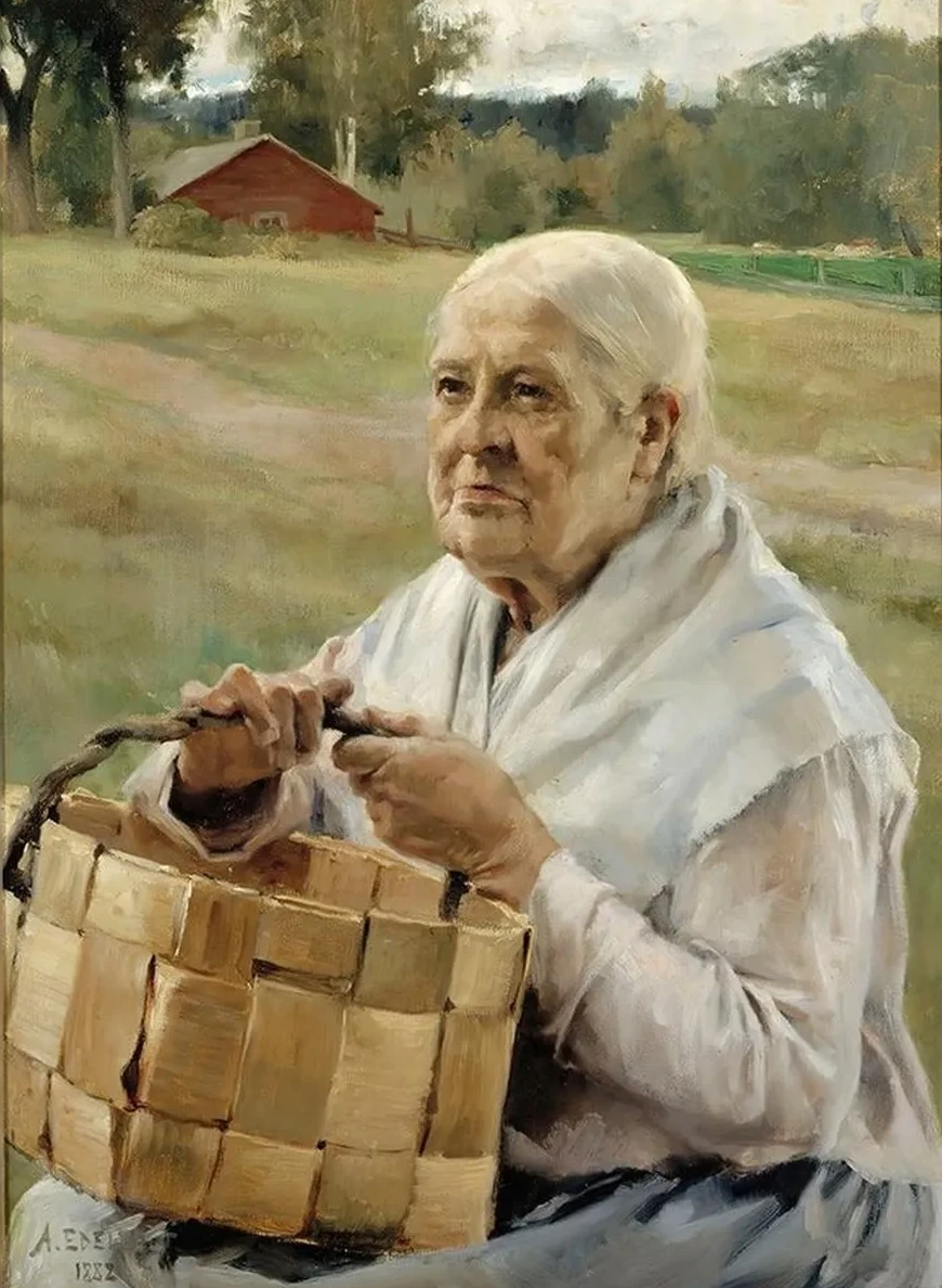 Old Woman With A Chip Basket