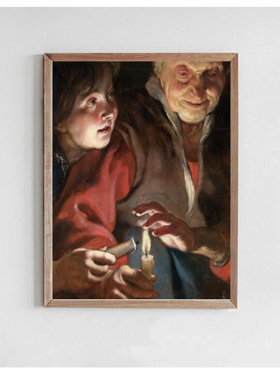 Old Woman and Boy with Candles