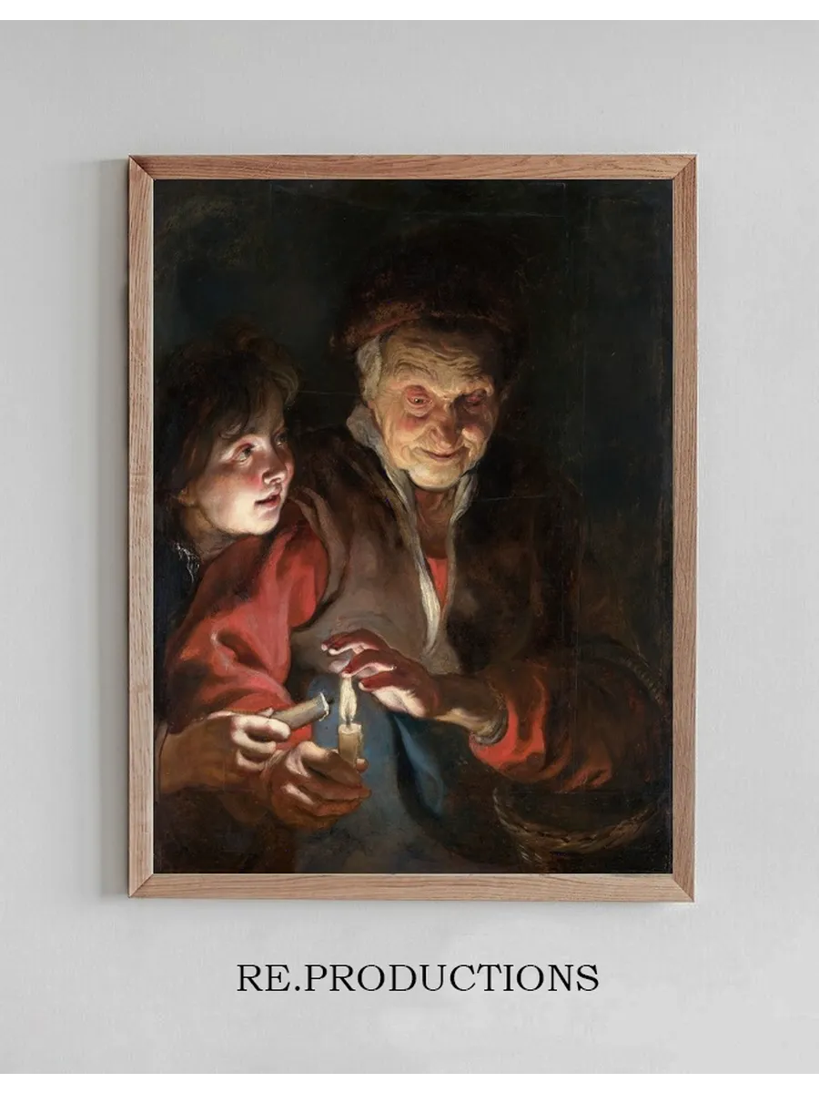 Old Woman and Boy with Candles