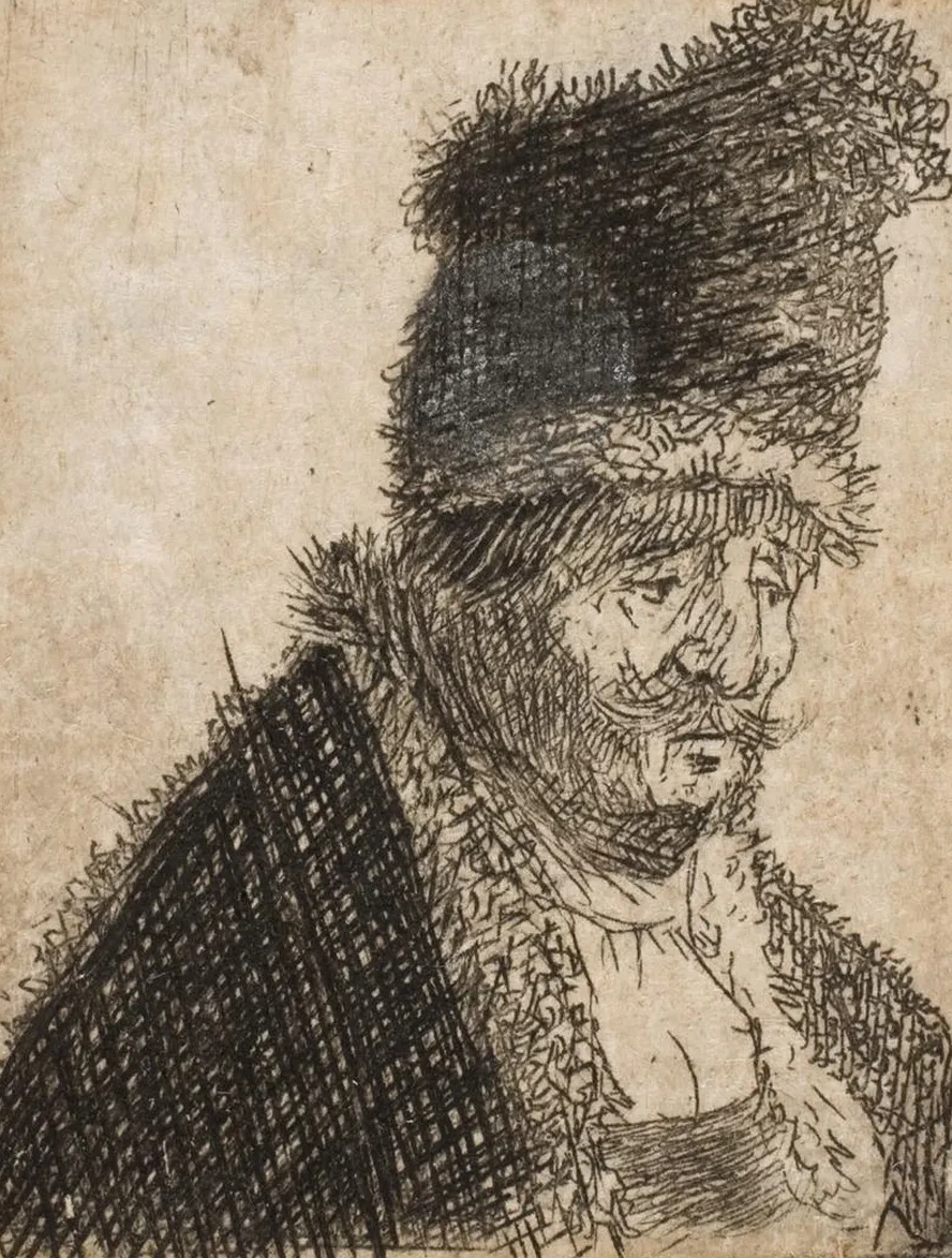 Old Man in Fur Coat and High Cap, Bust