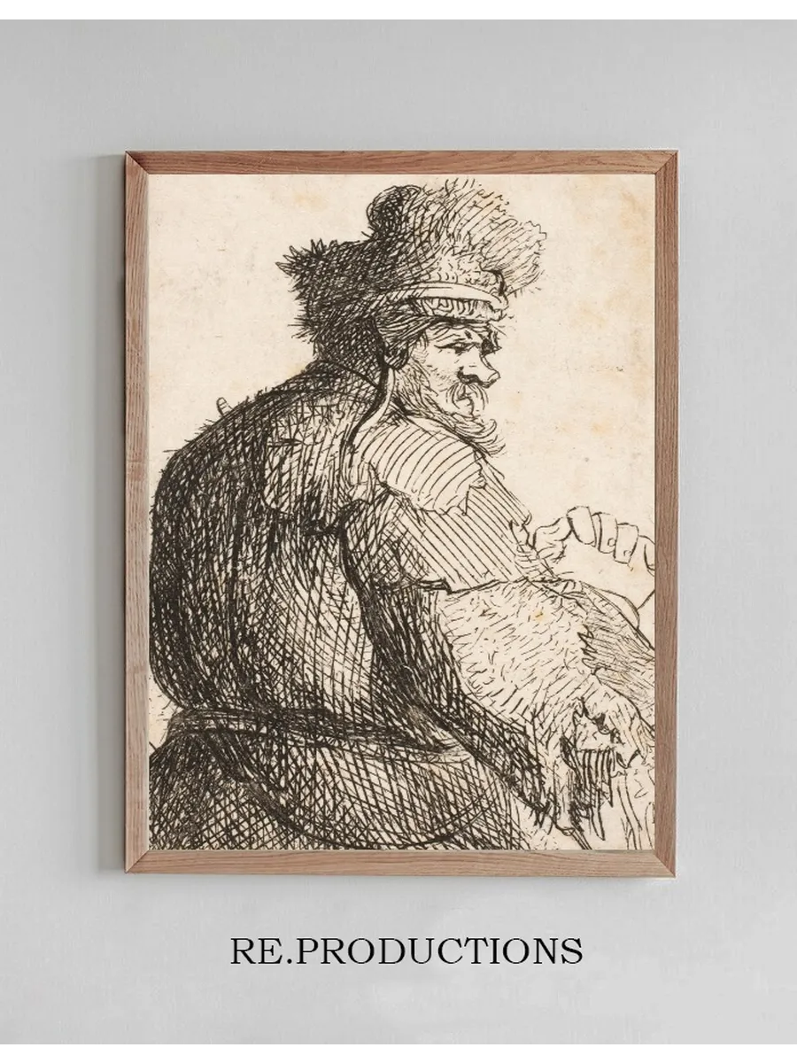 Old Man Seen from Behind Profile to Right Half Figure