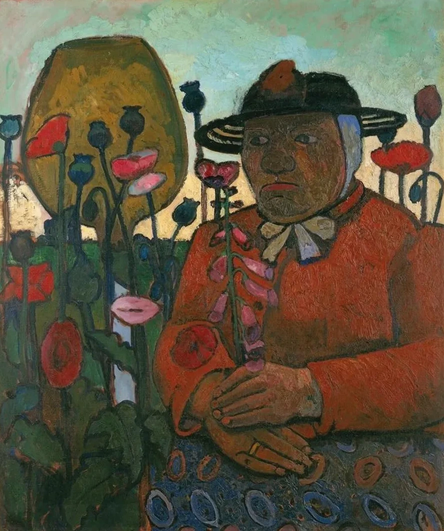Old Poor Woman with a Glass Ball and Poppies