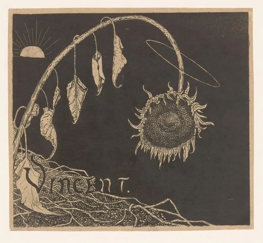 Omslagontwerp Voor Richard Roland Holst, Tentoonstelling Der Nagelaten Werken van Vincent van Gogh, 1892