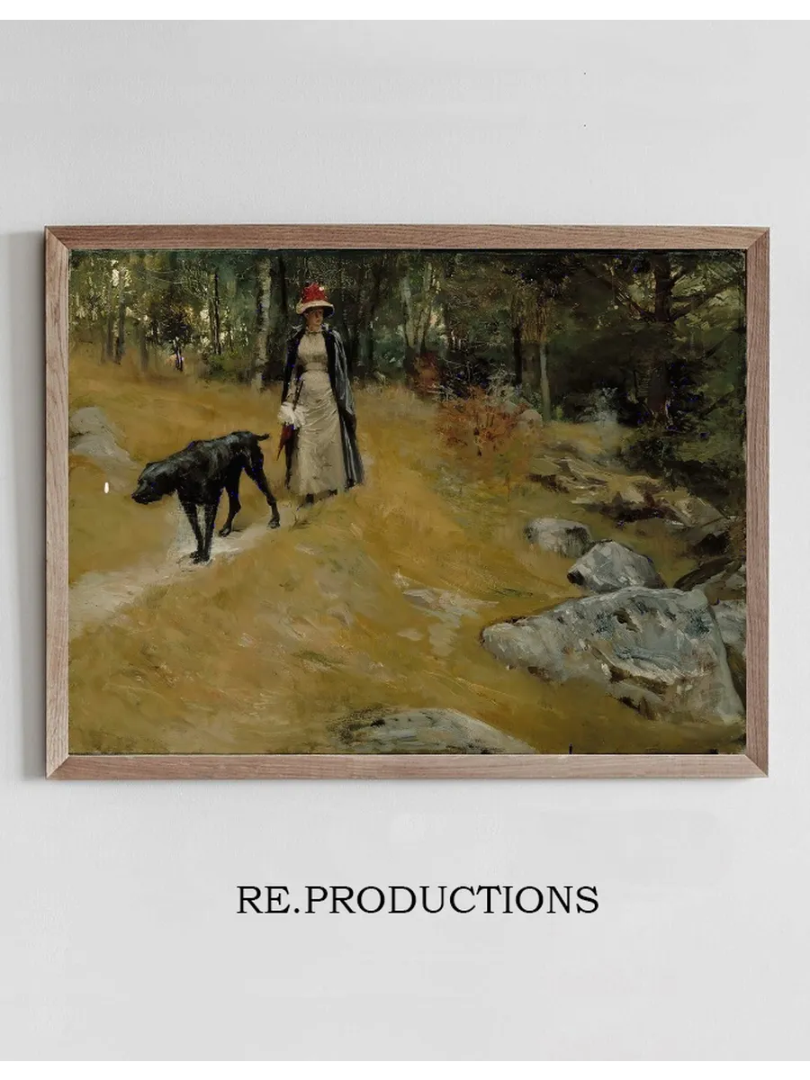 On The Shore Bank (Annie Edelfelt With A Dog)