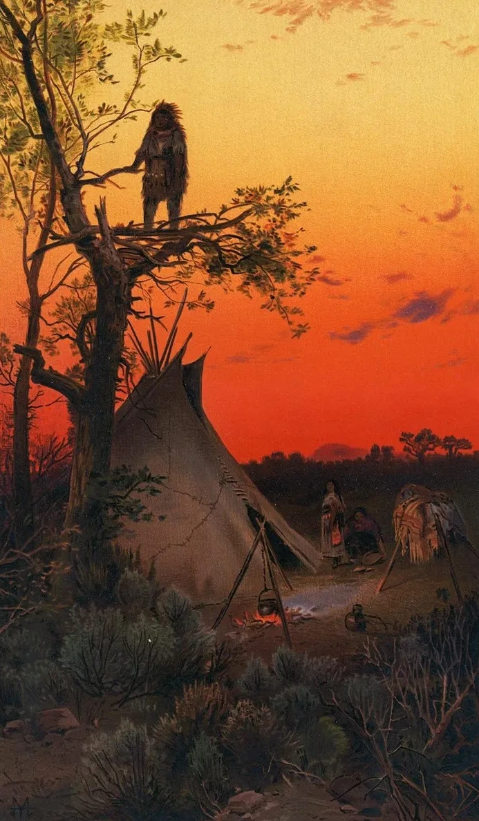 On the Lookout. A Ute. Camp, Utah. (1881)