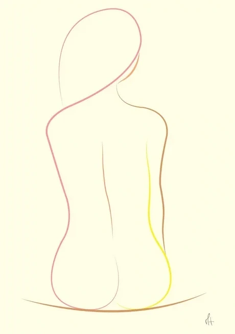 One Line Silhouette Red Tones