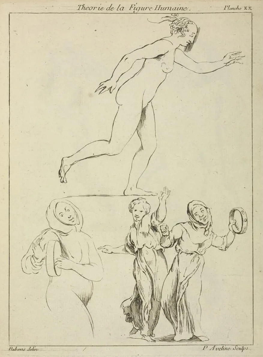 One Nude and Three Clothed Female Figures