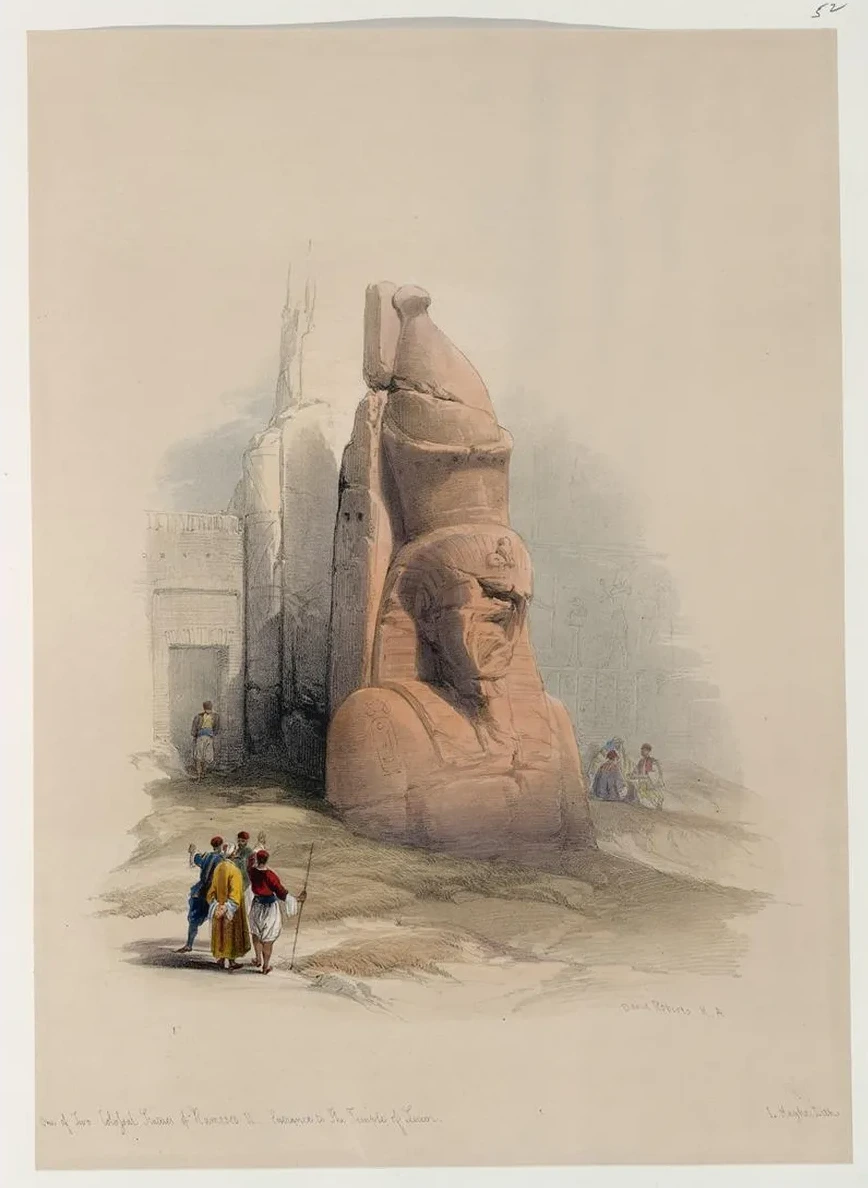 One of Two Colossal Statues of Rameses Sic II. Entrance to the Temple at Luxor
