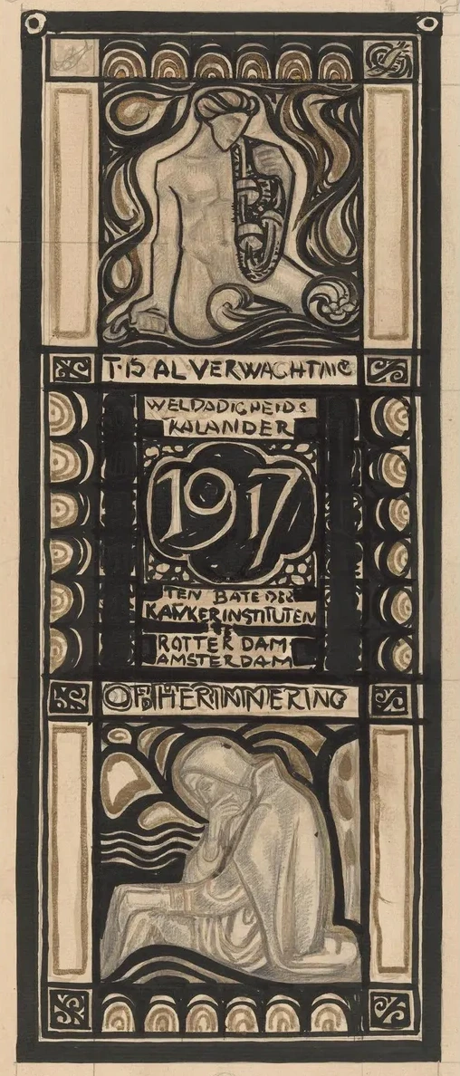 Ontwerp Voor Weldadigheidskalender Voor 1917