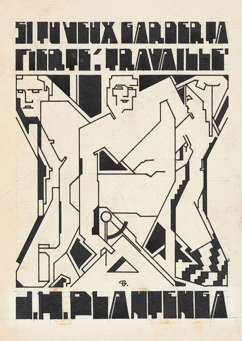 Ontwerp Voor Ex Libris Voor D.H. Plantenga