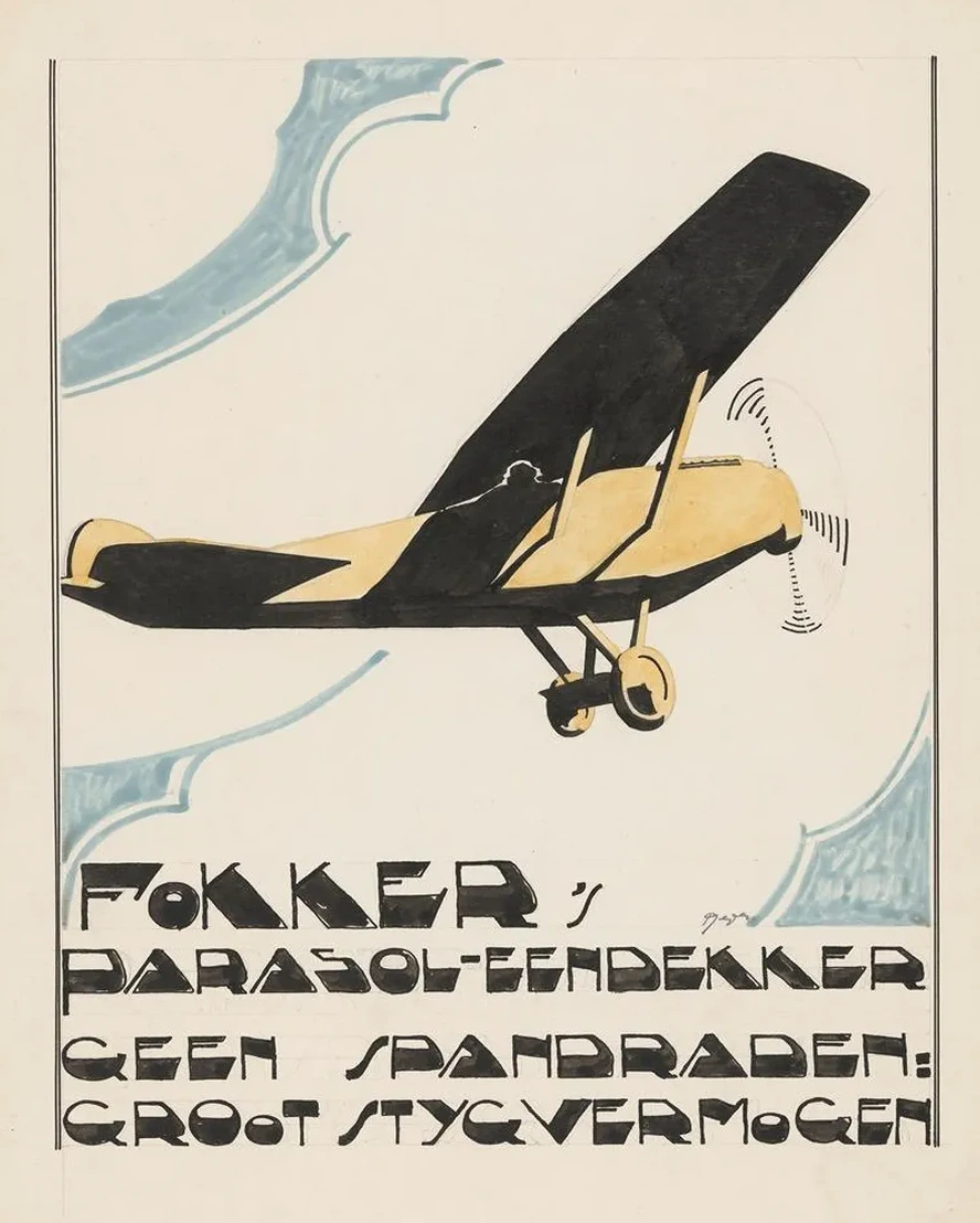 Ontwerp Voor Reclame Voor'fokker's Parasol - Eendekker