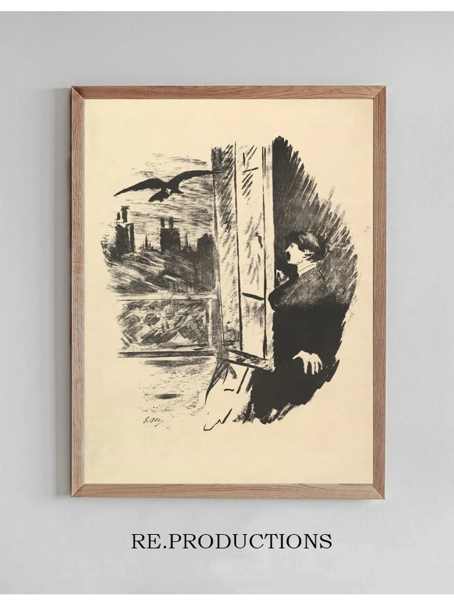 Open Here I Flung the Shutter. Illustration to The Raven by Edgar Allan Poe