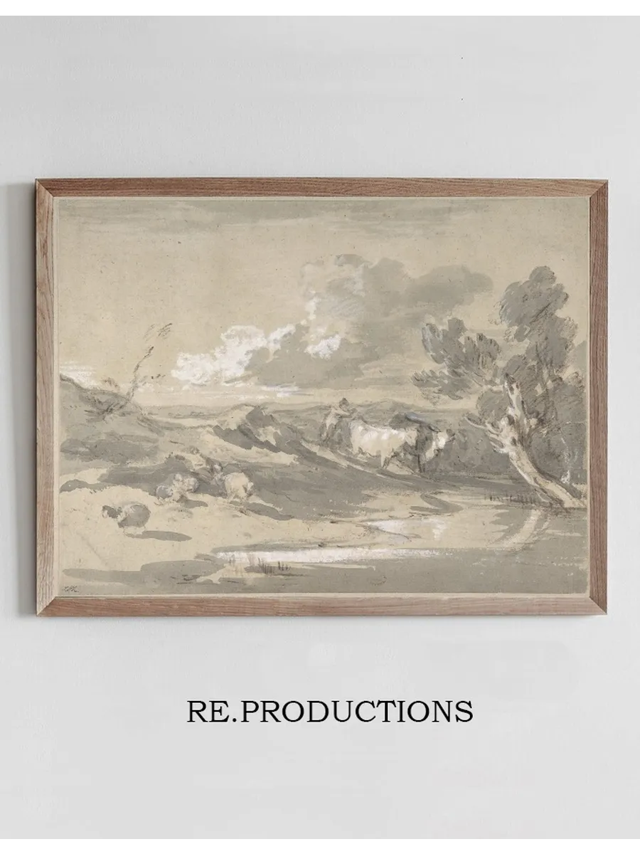 Open Landscape with Herdsman, Cows, and Sheep