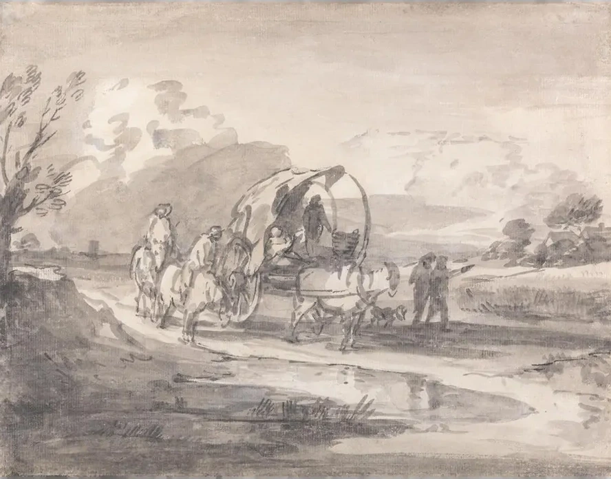 Open Landscape with Horsemen and Covered Cart