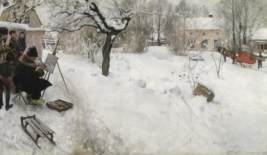 Open - Air Painter. Winter - Motif from's gatan 145, Stockholm