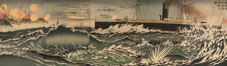 Our Fleet of Warships Bombarding Dalian Bay