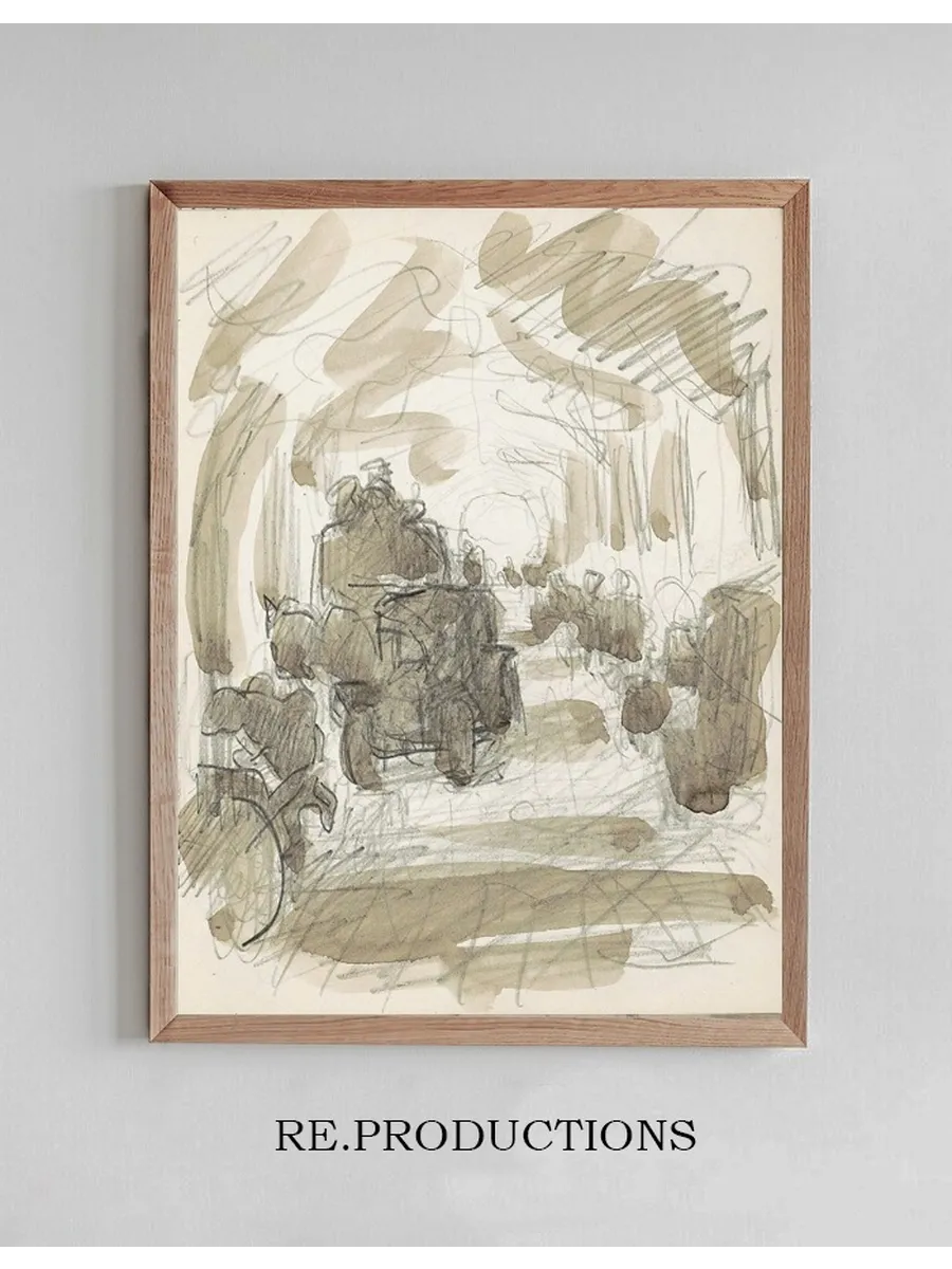 Overdekte Galerij Met Figuren En Een Paardenkar
