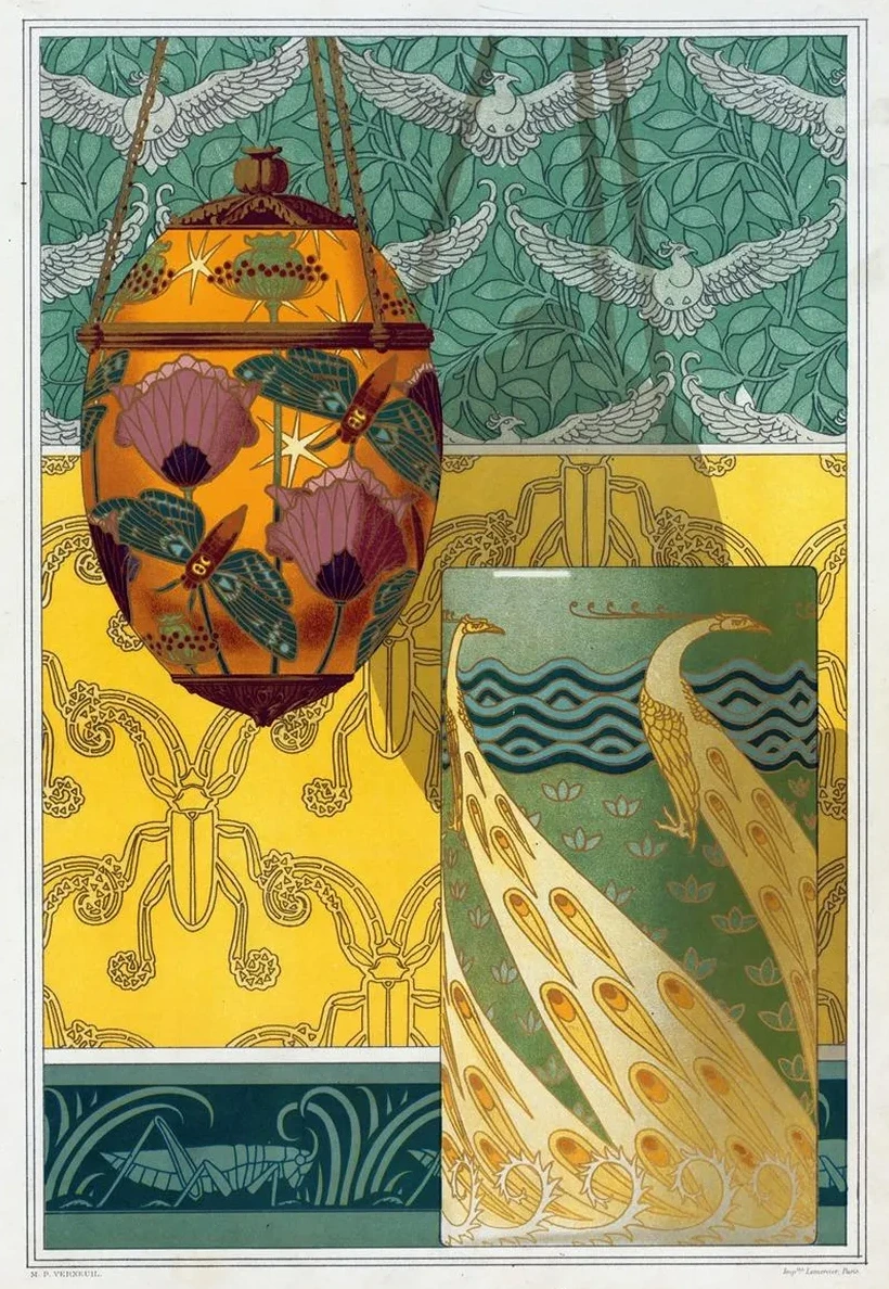 Papillons et Pavots, Veilleuse Maux Translucides. Paons, Vase Maux Cloisonn's