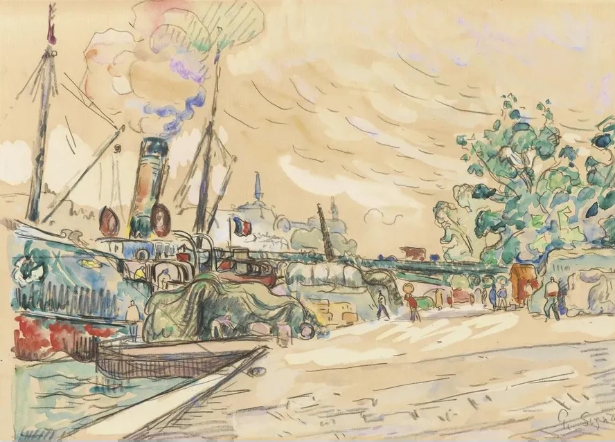 Paris, La Seine au Pont des Saints - P res
