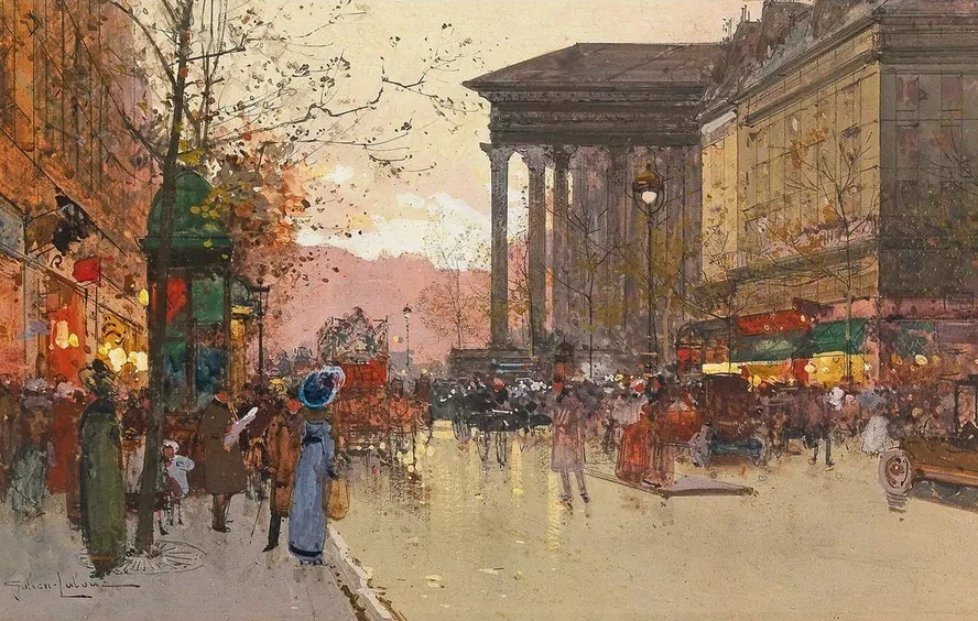Paris, the Boulevard de la Madeleine in the Evening