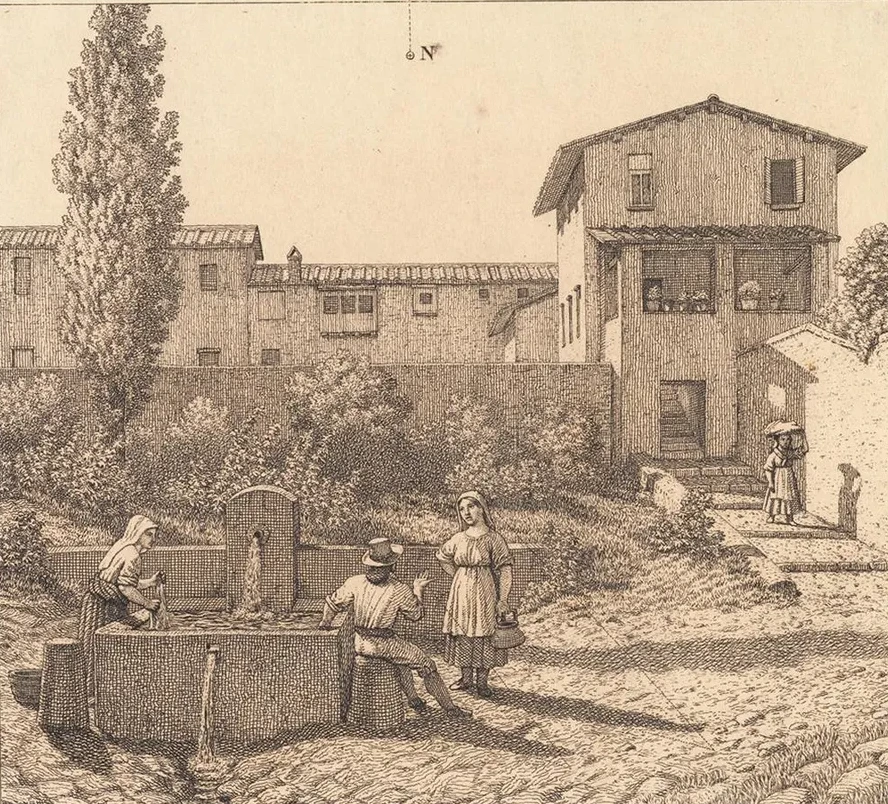 Parti af En Italiensk Landsby Illustration Til Linearperspectiven, Tavle VI