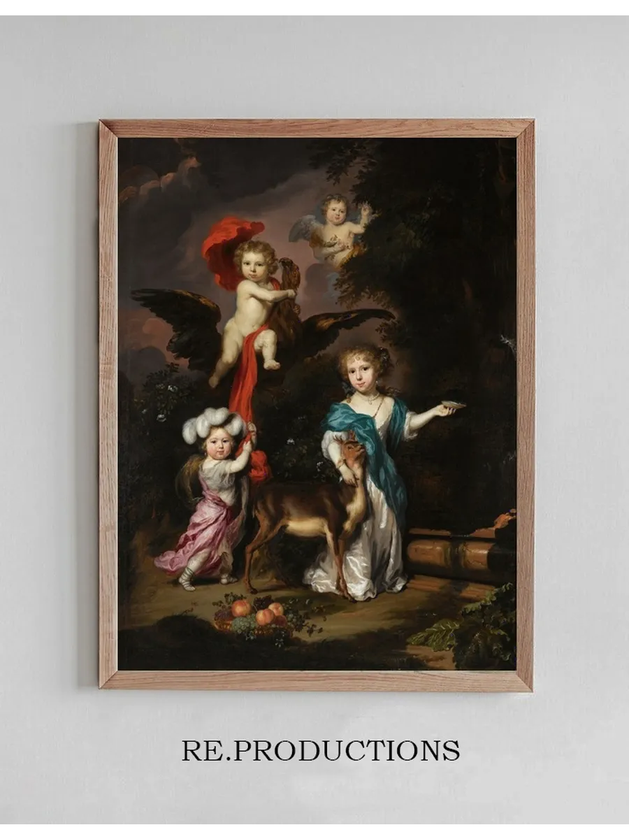 Pastoral Family Portrait of Four Children, Personifying Mythological Figures, Including Ganymede, And Diana Wi