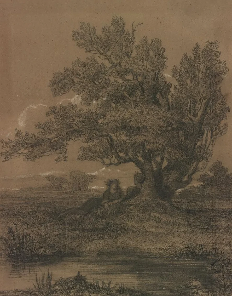 Pastoral Landscape with Figures by a Tree