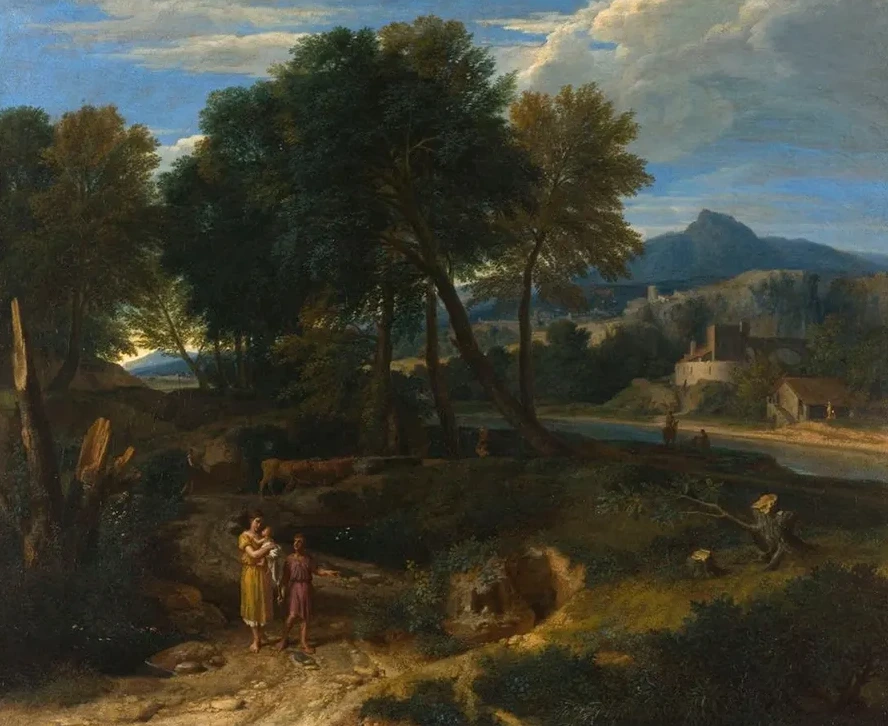 Pastorale Avec Un Jeune P Tre et Une Femme Avec Un Enfant Dans les Bras