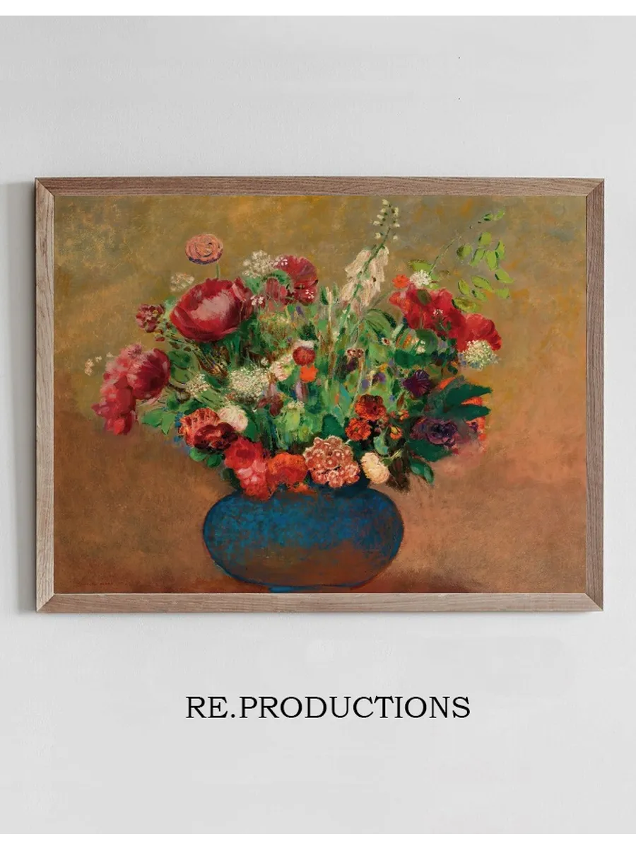 Pavots Et Oeillets De Po te Dans Un Vase Bleu