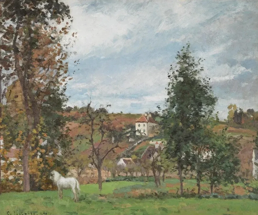 Paysage Avec Cheval Blanc Dans Un Pr, L hermitage, Pontoise