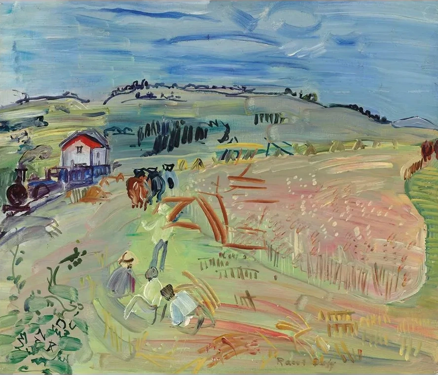 Paysage Au Champ de Bl Aux B Ufs