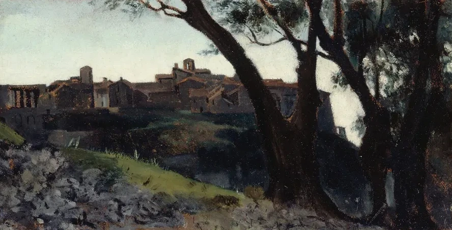Paysage D Italie. Village Au Cr Puscule
