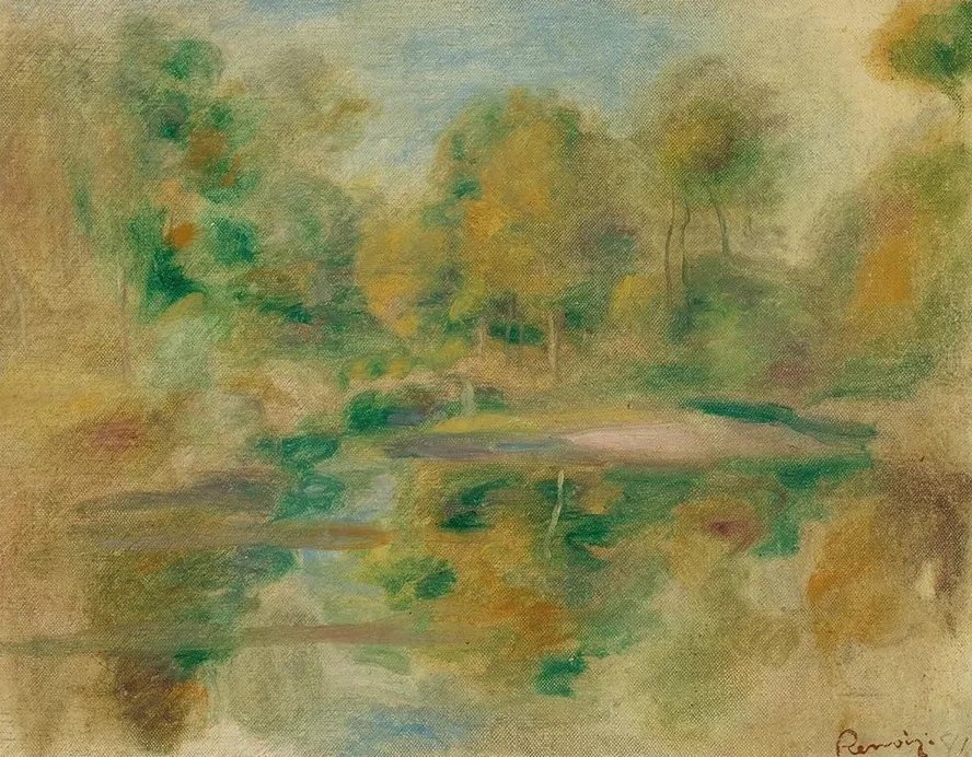 Paysage, tang Et Fond D arbres