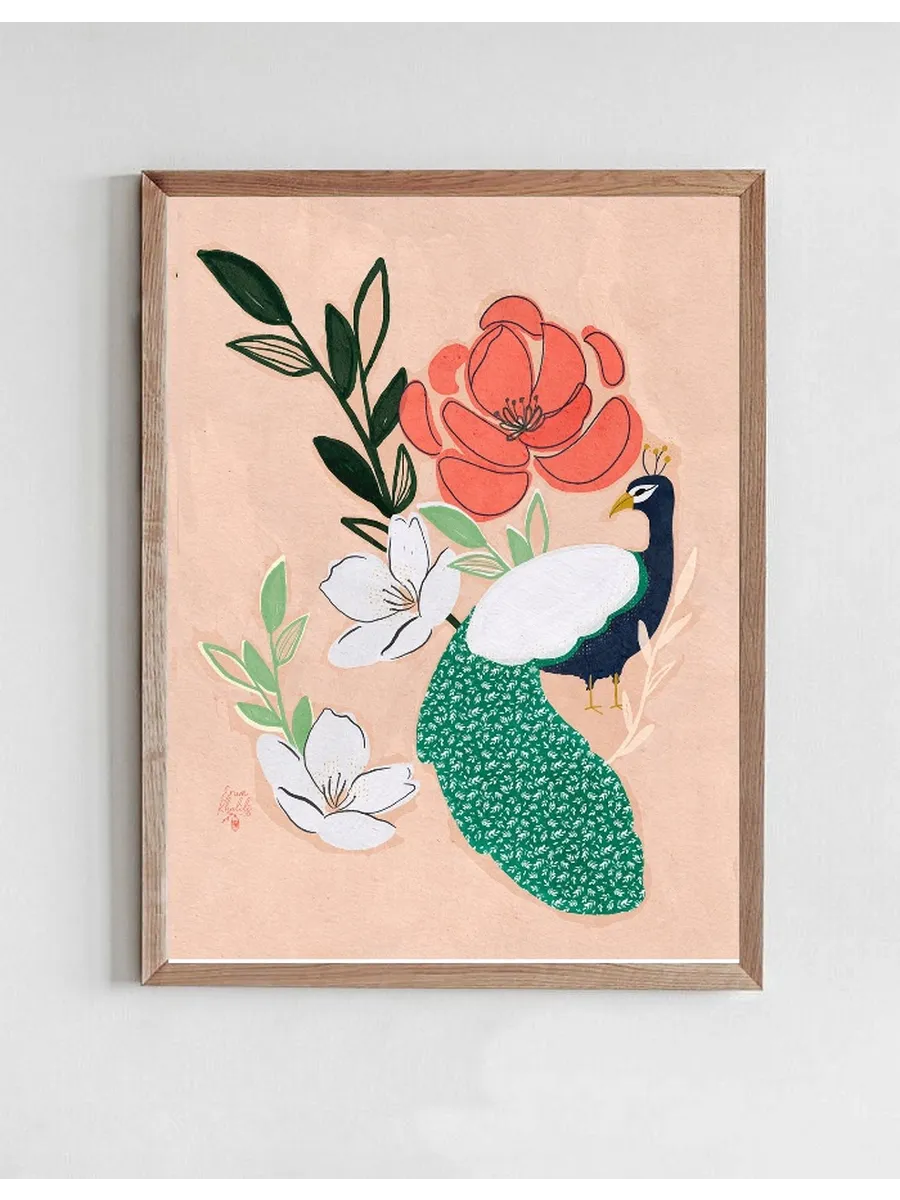 Peacock and Florals