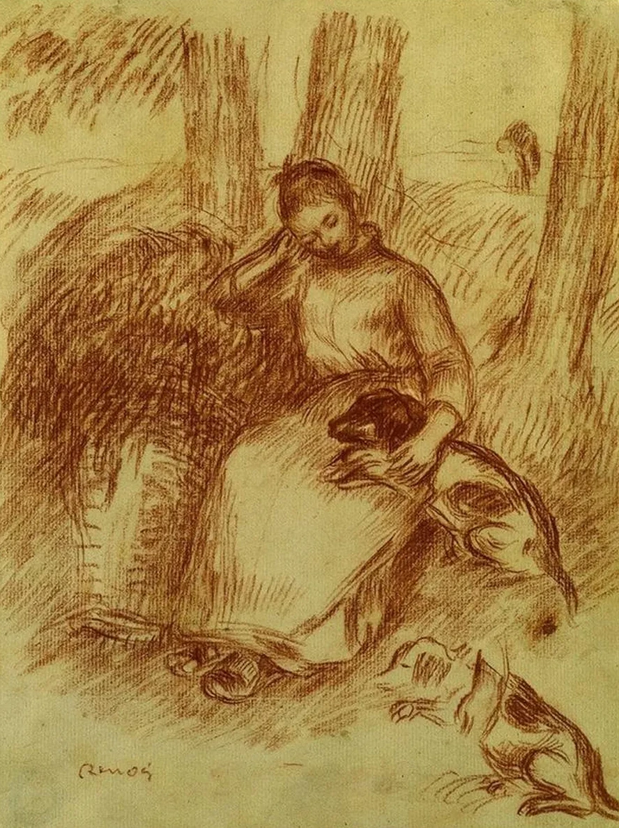 Peasant Girl with Dog