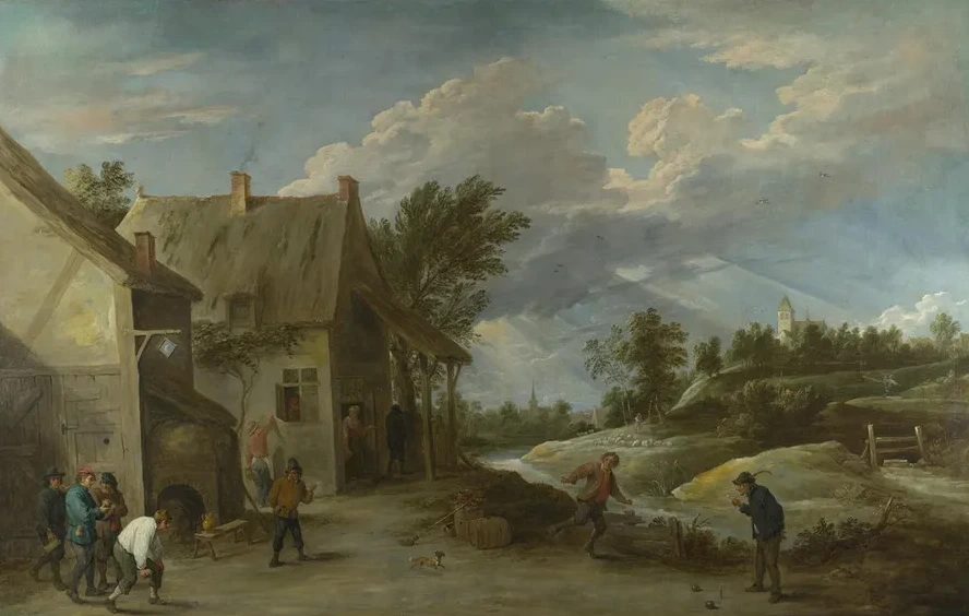 Peasants Playing Bowls Outside a Village Inn