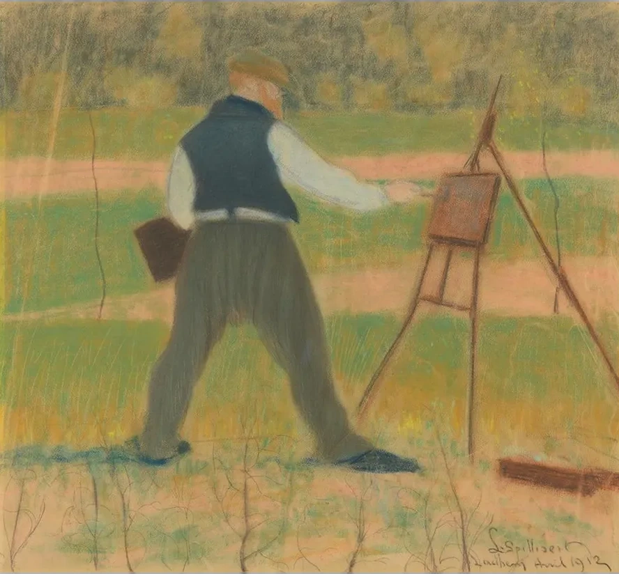 Permeke Schilderend Te Sint - Martens - Latem in April 1912