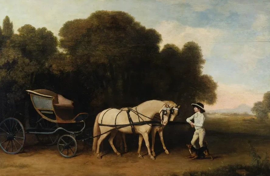 Phaeton with a Pair of Cream Ponies and a Stable - Lad