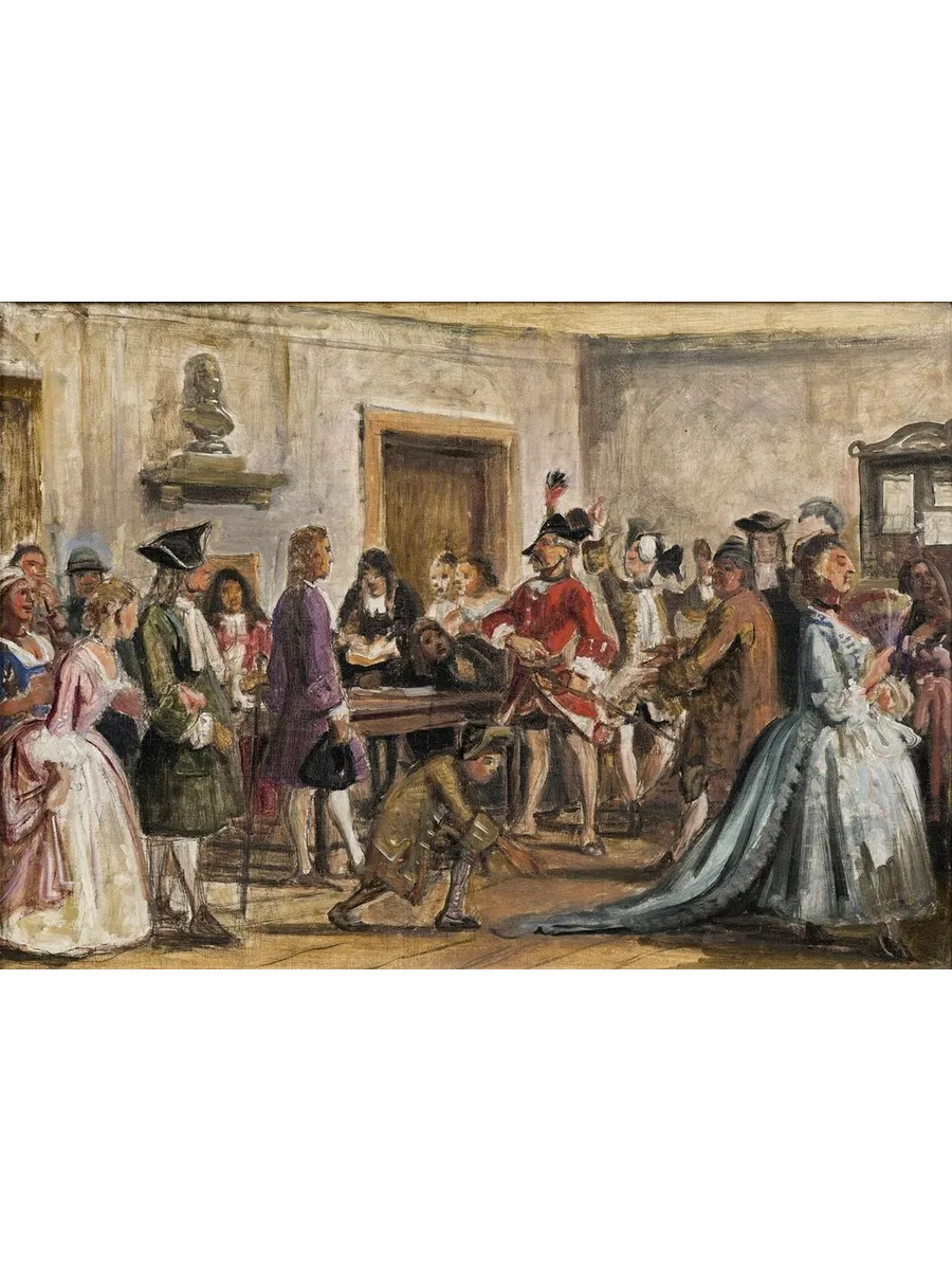 Philemon and His Prosecutors. Scene from Det Lykkelige Skibbrud by Holberg, Act 5, Scene 9 (sketch for Paintin